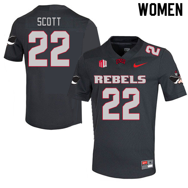 Women #22 Brennon Scott UNLV Rebels 2023 College Football Jerseys Stitched-Charcoal